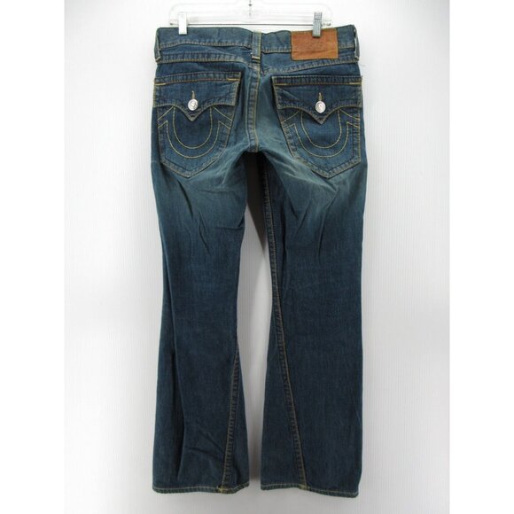 True Religion Jeans 31 Joey Big T Flare Denim Embroidered Y2K 31X33 - Picture 7 of 13